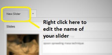 Meta slider "slider name" tab highlighted