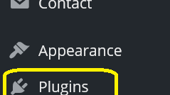 wordpress left hand menu with Plugins highlighted