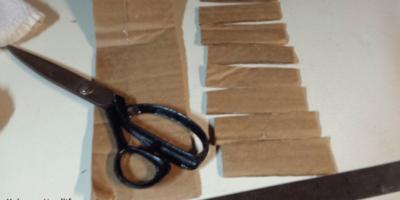 prepping for drywall texturing Each half cut into strips