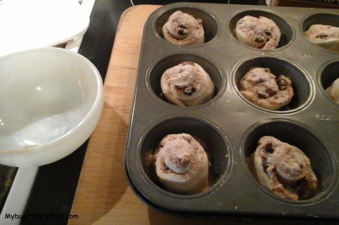 No Sugar Added Cinnamon Rum Raisin Rolls last sprinkle on ready for oven