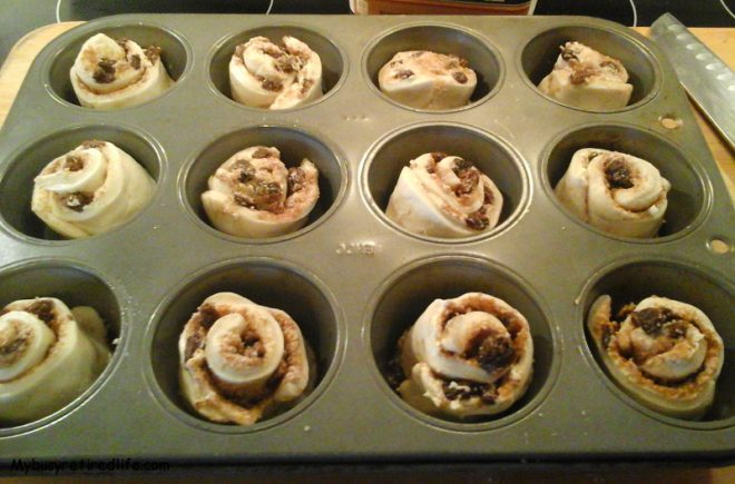 No Sugar Added Cinnamon Rum Raisin Rolls rolls ready final sprinkle