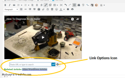 Click on link options icon