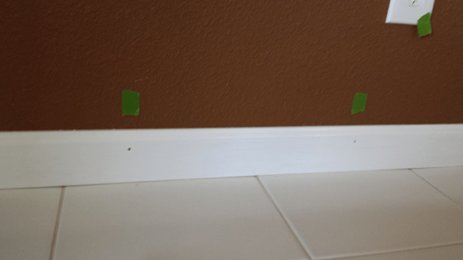 studs marked with masking tape