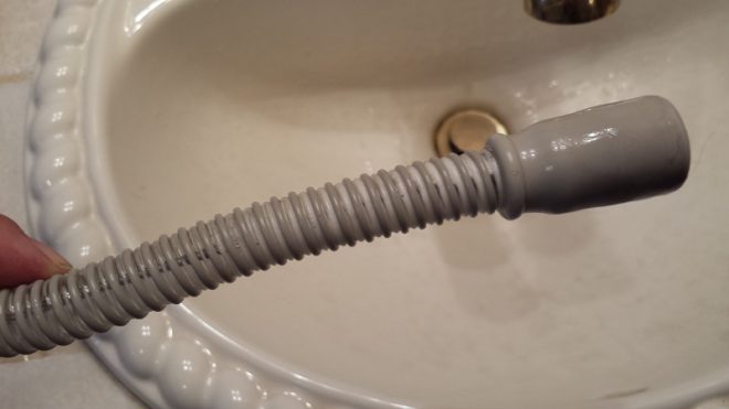 CPAP tube cleaning brush in tube