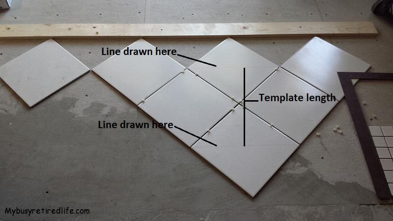 How to diagonal tile cuts template length determined