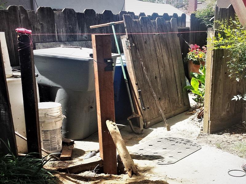 Fence post replacement in progress